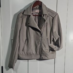 *Wintergear BOGO* Philosophy Women's Tan/Gray Suede Moto Jacket, Size Large